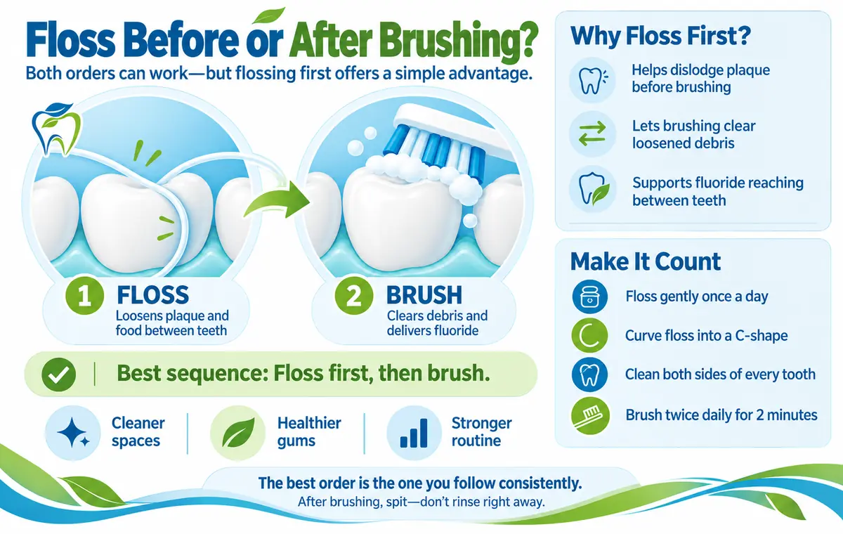 Floss Before or After Brushing